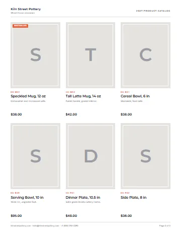Sample ceramics catalog in the Modern Catalog layout